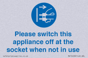 Please switch this appliance off at the socket when not in use